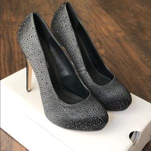 Black rhinestone heels